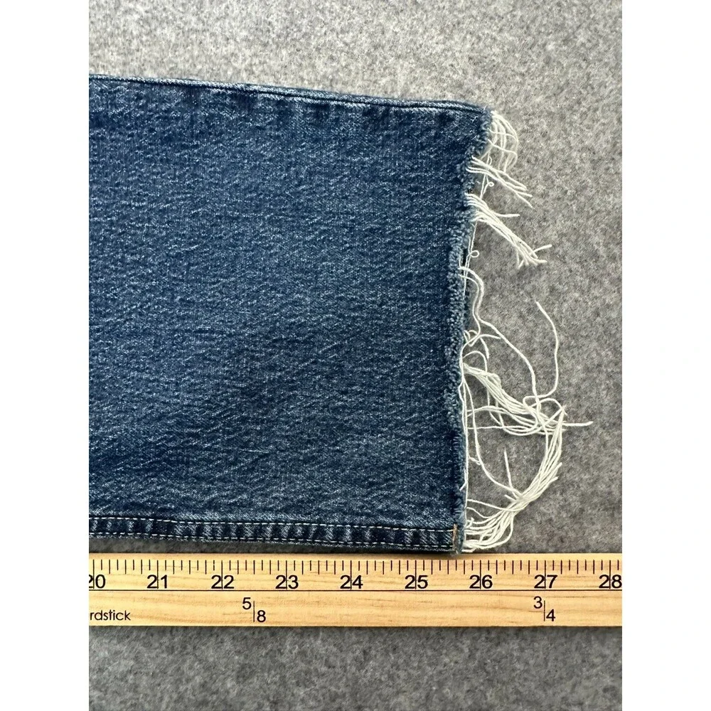 GAP Cheeky Straight High Rise Cropped Jeans 10R/31 Dark Wash Raw Hem Button Fly - Picture 4 of 13